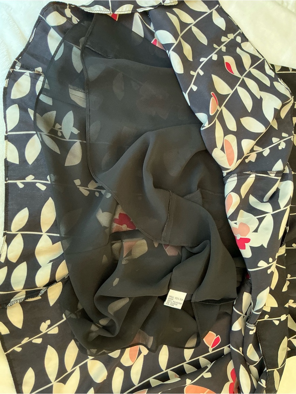 Talbots Petites Pure Silk Floral Print A-Line Skirt Size 12P Black Pink - Picture 9 of 13
